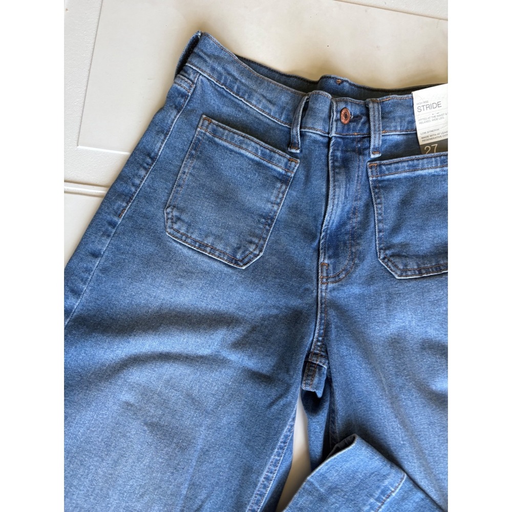 Gap High Rise Stride Wide Leg Jeans Medium Indigo Patch Pocket Denim 27/4 R NEW - Picture 4 of 8